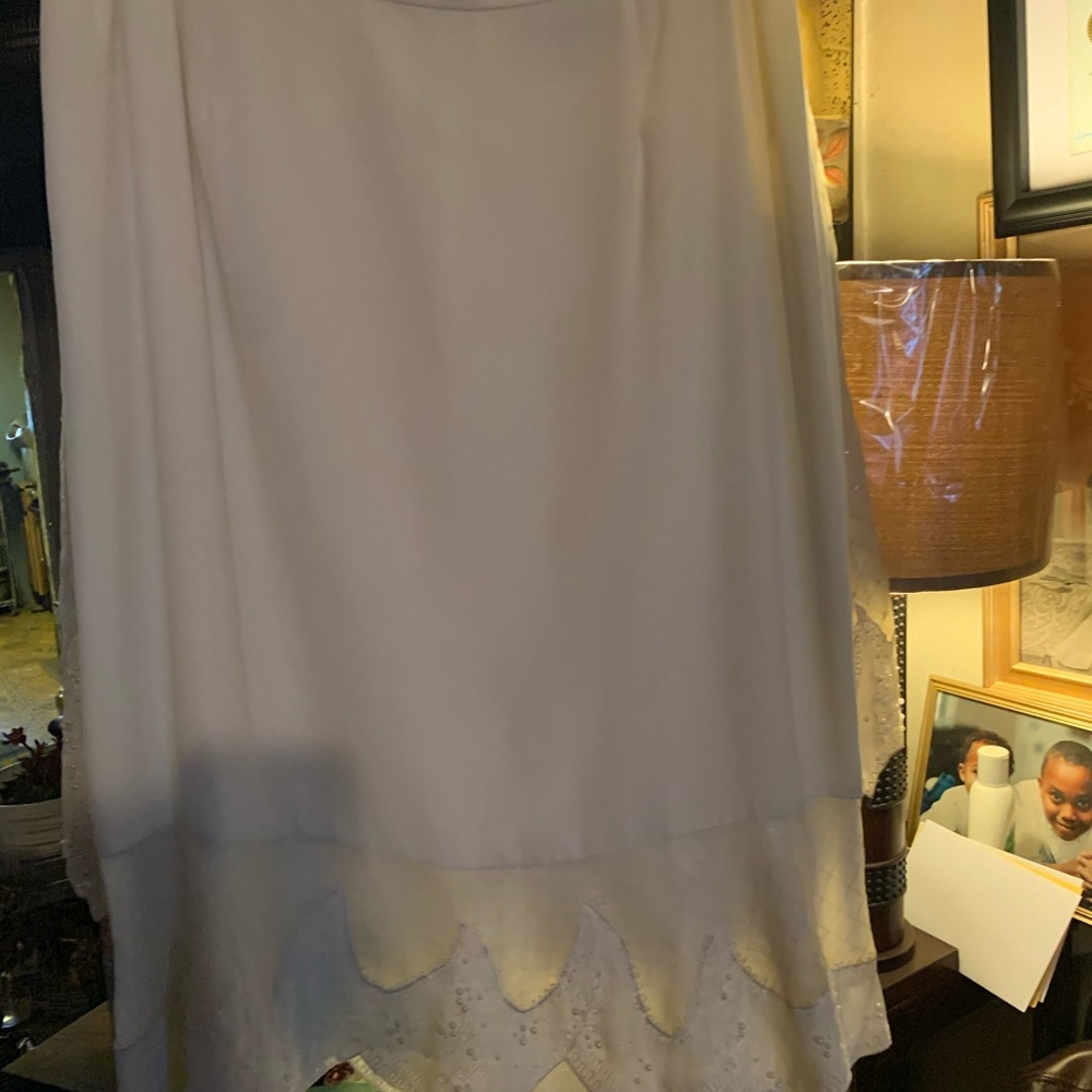 Two piece off white suit lace trimmings